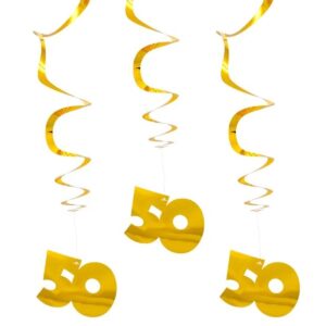 50 år Hängande dekoration guld 3-pack 1