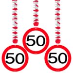 50 års Trafikskylt hängande dekoration 3-pack 1