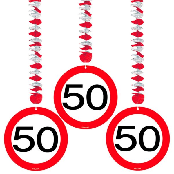 50 års Trafikskylt hängande dekoration 3-pack 1