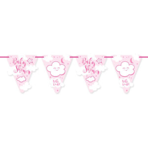 Baby Shower Banderoll Ljusrosa Hello World 6m 1