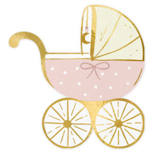 Baby Shower Barnvagn Servett Rosa 20-pack 1