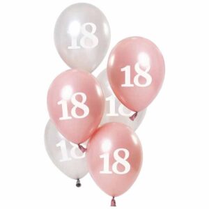 Ballonger 18 åsrs rosa glossy 23 cm 6-pack 1