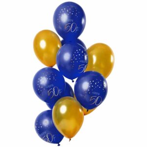 Ballonger 50 års Elegant True Blue 33cm 12-pack 1