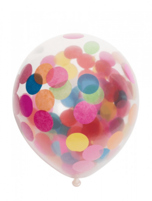 Ballonger med stora flerfärgade konfetti, 6-pack 1