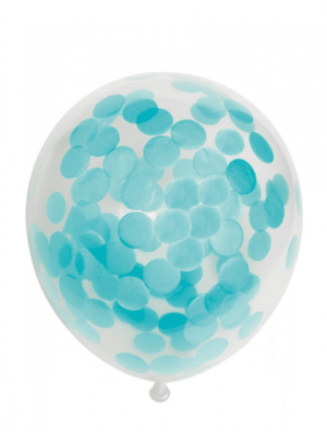 Ballonger med stora ljusblå konfetti, 6-pack 1