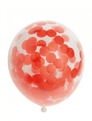 Ballonger med stora röda konfetti, 6-pack 1