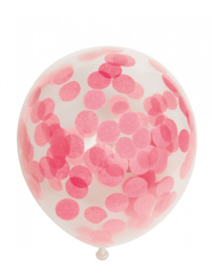 Ballonger med stora rosa konfetti, 6-pack 1