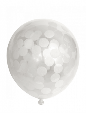 Ballonger med stora vita konfetti, 6-pack 1