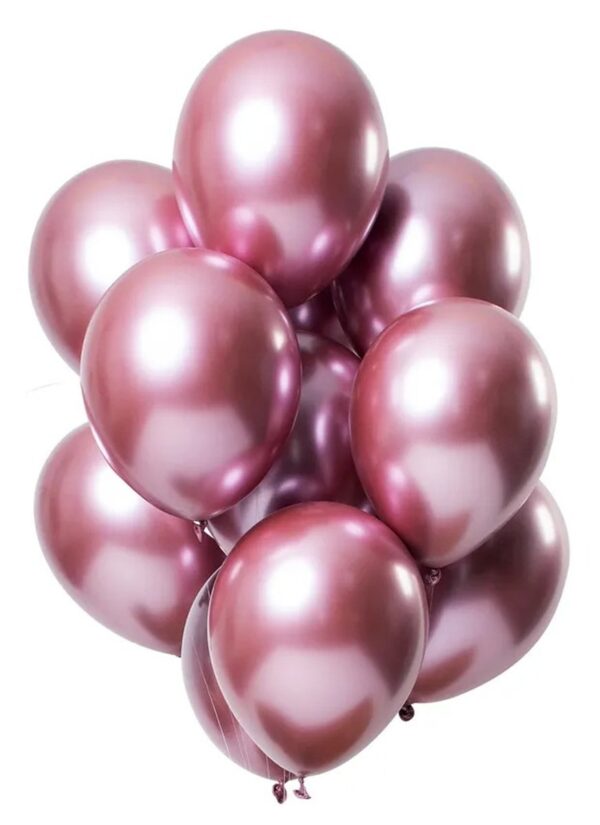 Ballonger Spegeleffekt rosa 33 cm 12-pack 1