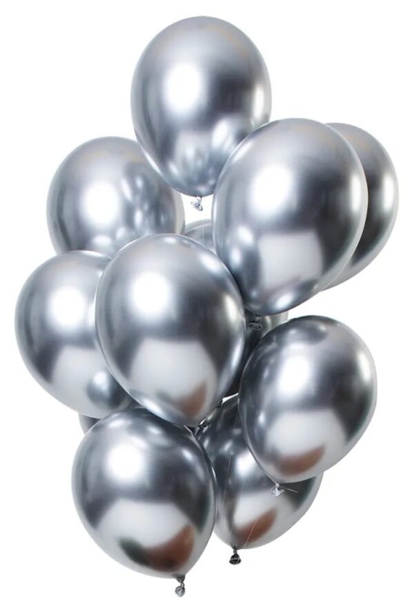 Ballonger Spegeleffekt silver 33 cm 12-pack 1