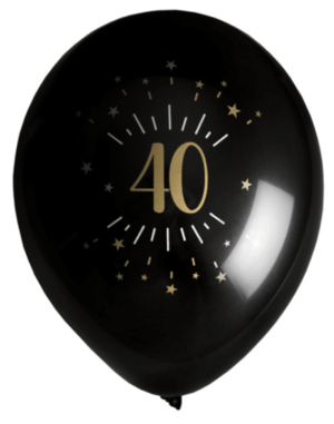 Ballonger Svart & Guld 40 år, 8-pack 1