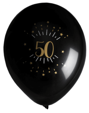Ballonger Svart & Guld 50 år, 8-pack 1
