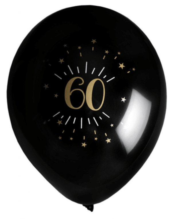 Ballonger Svart & Guld 60 år, 8-pack 1