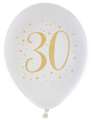 Ballonger Vit & Guld 30 år, 8-pack 1