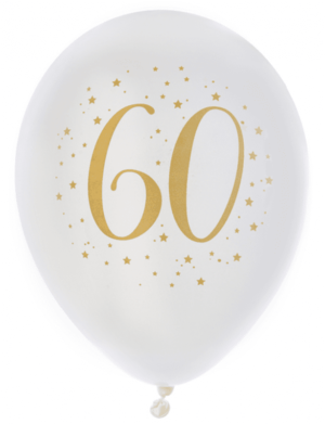 Ballonger Vit & Guld 60 år, 8-pack 1