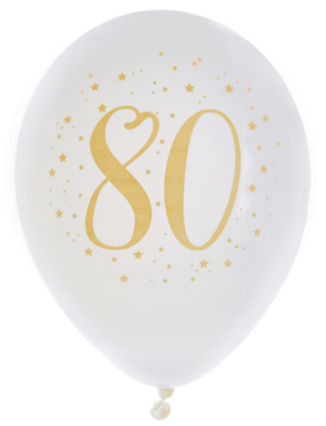 Ballonger Vit & Guld 80 år, 8-pack 1