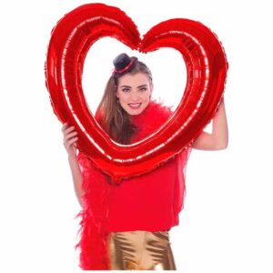 Folieballong hjärtformad fotoram röd 80 x 70 cm 1