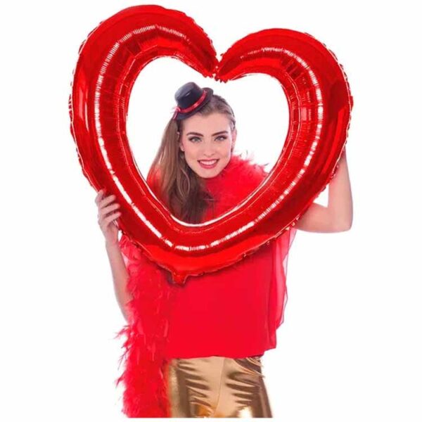 Folieballong hjärtformad fotoram röd 80 x 70 cm 2