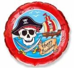Heliumballong pirat rund Happy Birthday 1