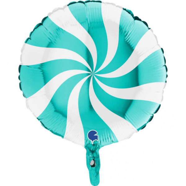 Heliumballong Swirly vit och turkos 1