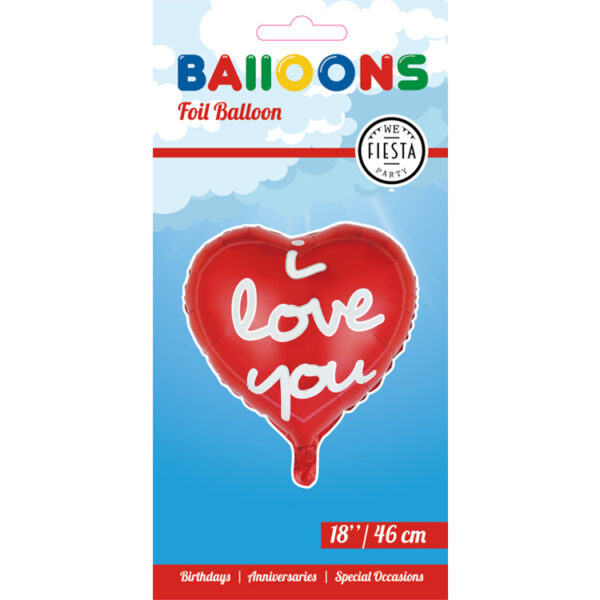 Hjärta "I Love You" Folieballong 46 cm 2