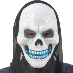 LED Mask Dödskalle med Huva Blå 1