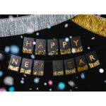 Nyårsfest Banderoll "HAPPY NEW YEAR" Svart 135cm 2
