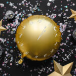 Nyårsfest Folieballong Klocka Guld 45cm 2