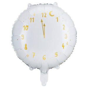 Nyårsfest Folieballong Klocka Vit 45cm 1
