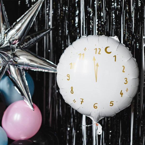 Nyårsfest Folieballong Klocka Vit 45cm 3