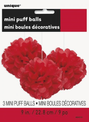 Pappers-puff mini röd 3-pack, 23 cm 1
