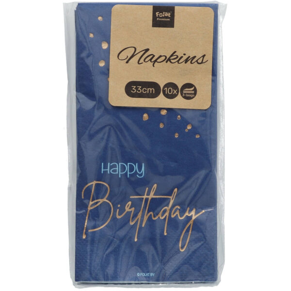 Servetter Happy Birthday mörkblå 33 x 33 cm 10-pack 4