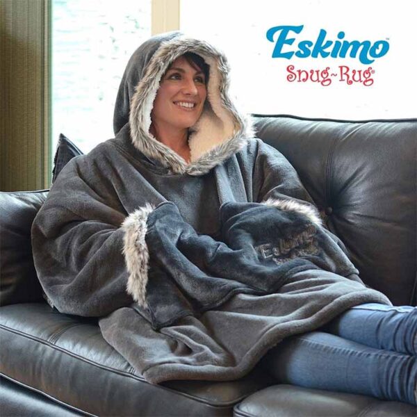 Snug Rug Eskimo Hoody Blanket Grå 1