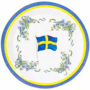 Tallrikar med svenska flaggan 8-pack 1