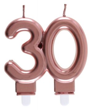 Tårtljus 30-år roséguld 1