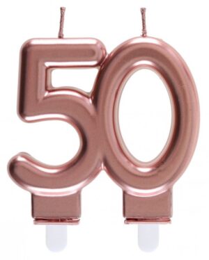 Tårtljus 50-år roséguld 1