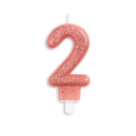 Tårtljus nummer - roséguld-glitter 2