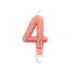 Tårtljus nummer - roséguld-glitter 4