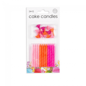 Tårtljus rosa och orange 24-pack 1