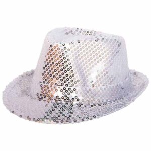 Trilby hatt i silver med glitter 1