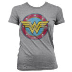 Wonder Woman Distressed Logo Girly T-shirt Grå 2