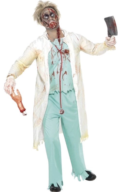 Zombiedoktor-dräkt, vit och grön 1